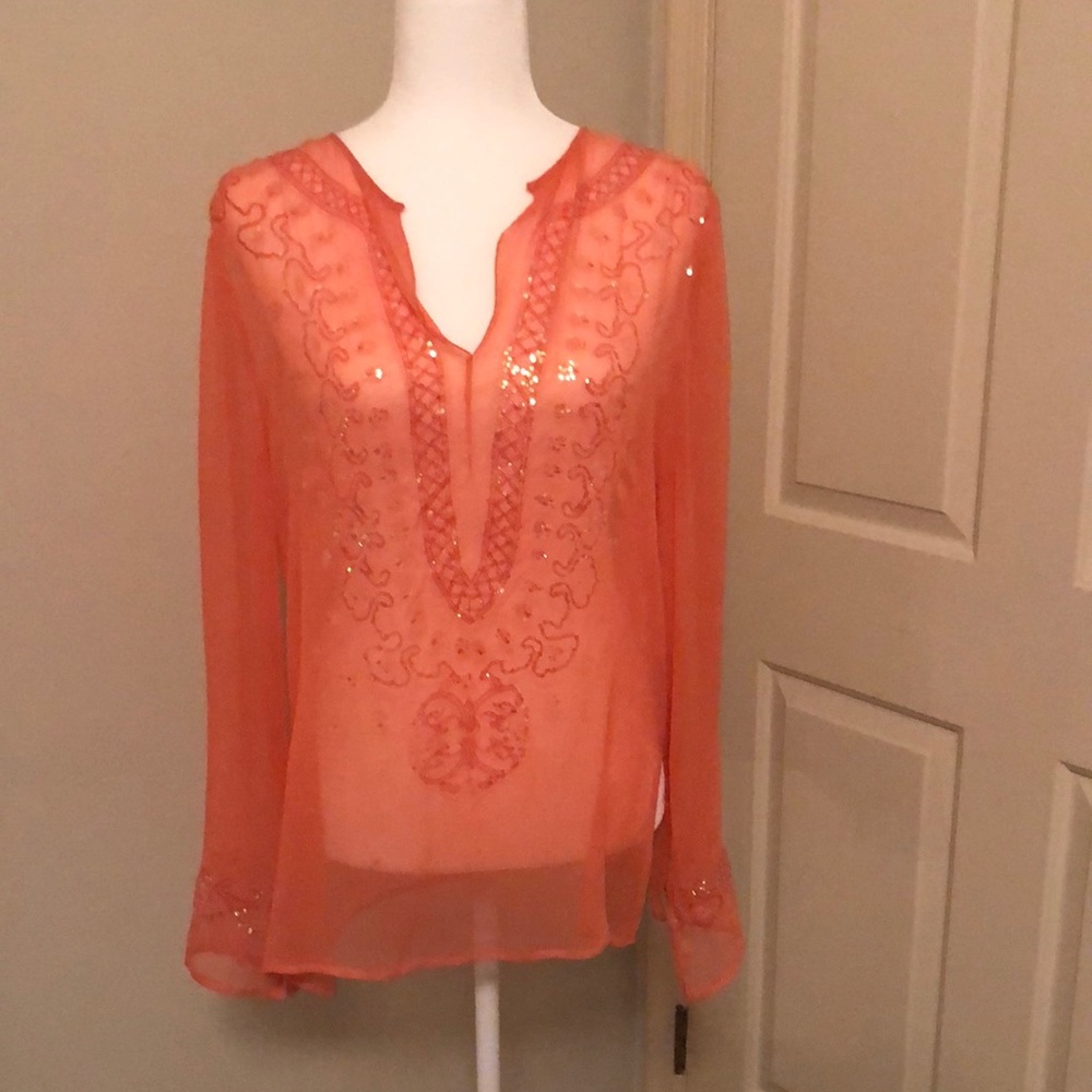 gorgeous peach-colored sheer top or beach cover